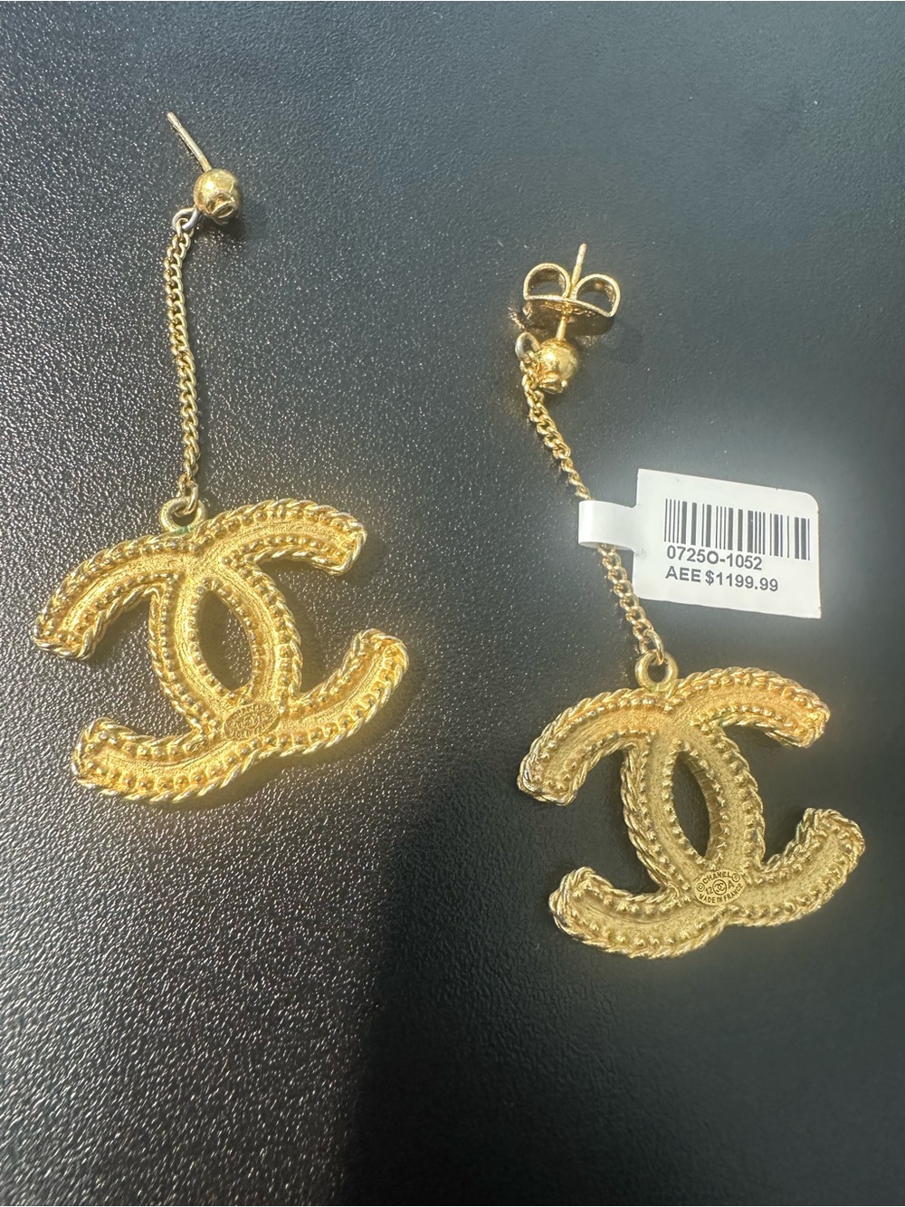 CHANEL Gold Braided CC Drop Earrings